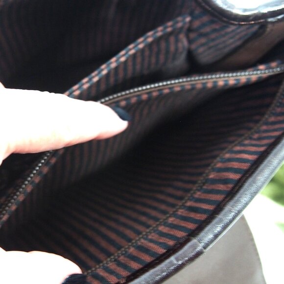 Vintage Brighton Crocodile/Basket Weave Brown Shoulder Bag with Hangtag - Picture 11 of 16